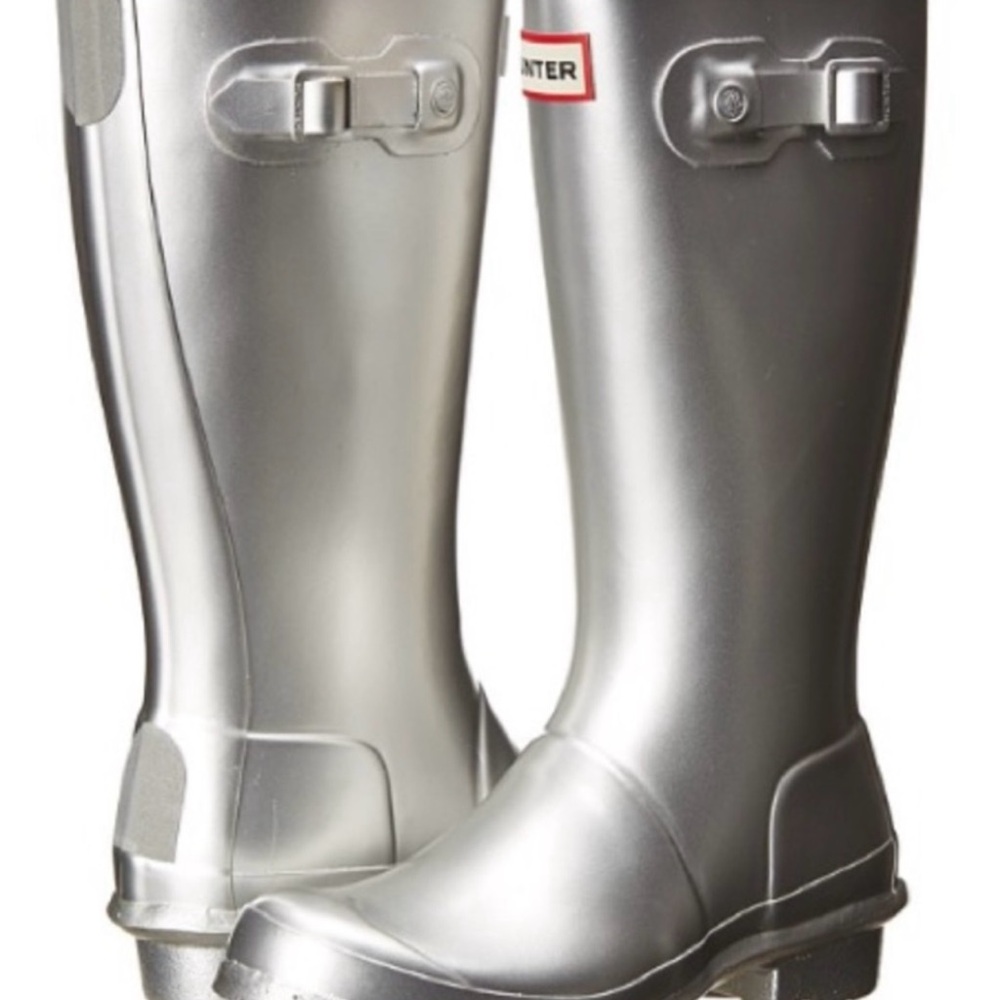 Hunter Silver Boots Metallic Tall Wellington - EU 39 US 8 - Brand NEW in BOX